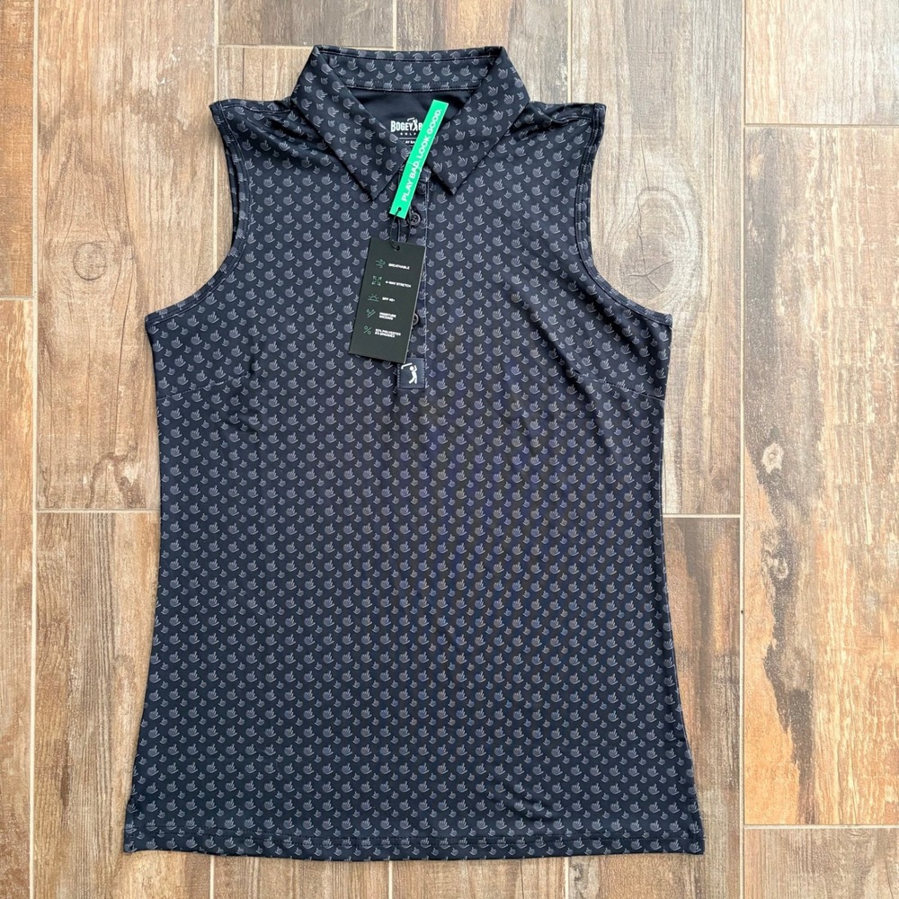 Bogey Bros Womens Sleeveless Golf Polo Birdie Finger Athletic Sport Small New